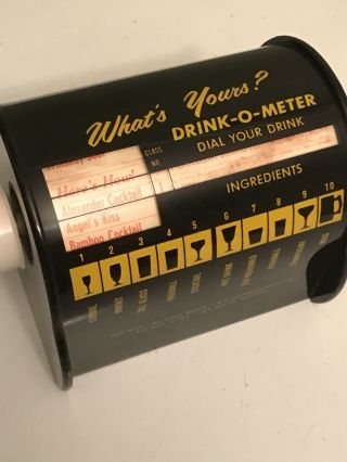 Vintage Drink O Meter Dial Your Drink BAR AID Cocktail Recipe Box Bartender Rare 5