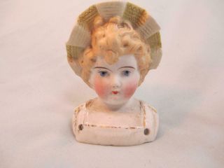 Antique German Hertwig Bonnet Shoulder Head Doll Parian Bisque No Body