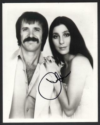 1970s Vintage Signed Sonny & Cher Photo Lelands Loa