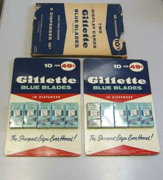 Vintage Gillette Blue Blade Dispenser Store Display Cards