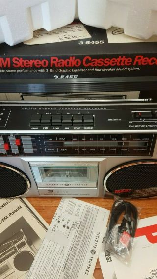 GE 3 - 5455 Vintage AM/FM Cassette Recorder Player Radio Boombox 3