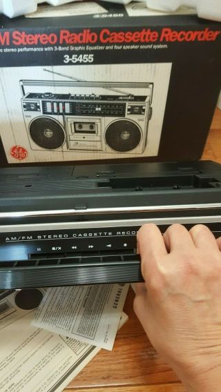 GE 3 - 5455 Vintage AM/FM Cassette Recorder Player Radio Boombox 5