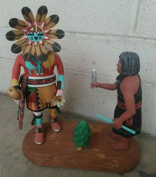 Vintage Hopi Sun Kachina Getting Prayer Offering By Pat Lanza