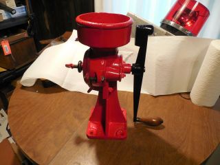 Vintage C.  S.  Bell Coffee Mill Grinder Cast Iron Red And Black