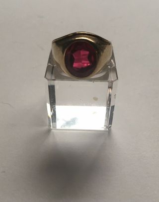 Vintage 10K Yellow Gold Men ' s Man - Made Ruby Ring Size 9 1/2 5