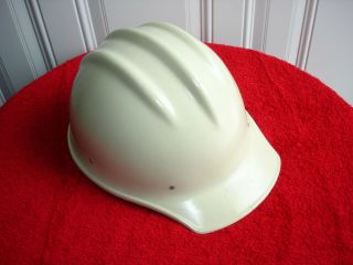 VINTAGE WHITE BULLARD 502 FIBERGLASS HARD BOILED HARD HAT - IRONWORKER 2