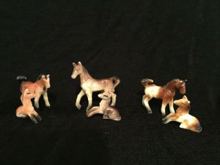 6 Vintage Mini Miniature Plastic Toy Horse Horses