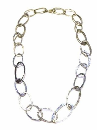 Silpada Modern Modernist Hammered Style Cable Hoop Sterling Silver Necklace 19 "