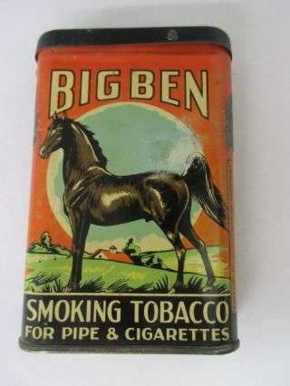 Vintage Advertising Tobacco Big Ben Horse Vertical Pocket Tin 42 -