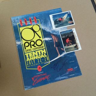 Vintage 91 Op Pro Surf Contest Program Signed World Champion Tom Curren,  Cards