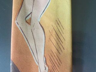 Vtg 1940 - 50 ' s Double Nude Ladies NECK TIE - Peach/Yellow/Light Brown 51 1/2 