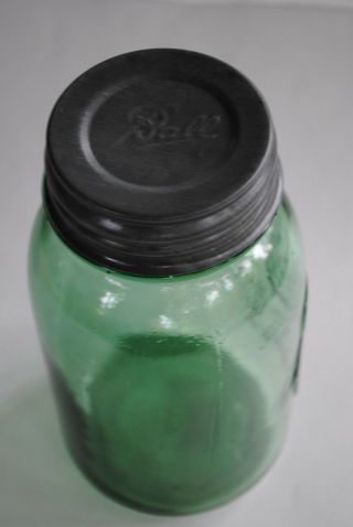 Vintage 1910 1923 BALL PERFECT MASON GREEN QUART Canning Jar w/ Lid Mold 8 8