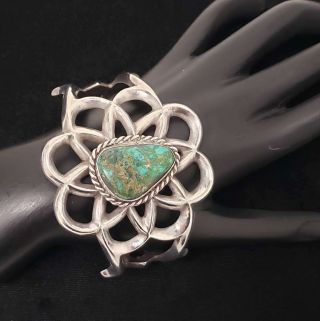 Vintage Old Pawn Sterling Turquoise Cuff Bracelet Wb1 - Tc1