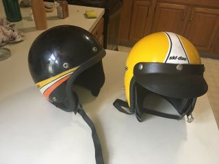 Vintage 70’s Ski - Doo Snow Helmets.  Great Retro Designs & Colors
