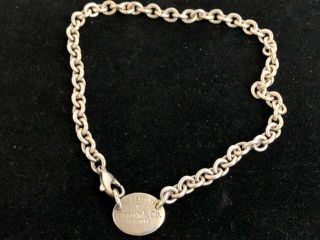 Vintage Tiffany & Co.  Return To Choker Dog Tag Necklace Sterling Unisex Oval