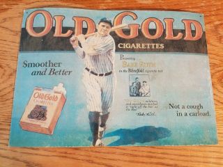 Rare Vintage 1920s Babe Ruth Old Gold Cigarettes Store Display Sign Baseball Art