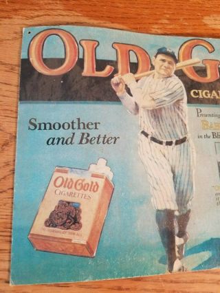 Rare Vintage 1920s Babe Ruth Old Gold Cigarettes Store Display Sign Baseball Art 2