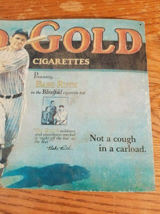 Rare Vintage 1920s Babe Ruth Old Gold Cigarettes Store Display Sign Baseball Art 3