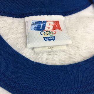 Vtg RARE 1984 LA Olympic Games Competitor Paper Thin Levi ' s Ringer T Shirt - Sml 5