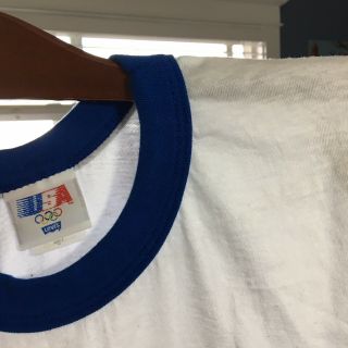 Vtg RARE 1984 LA Olympic Games Competitor Paper Thin Levi ' s Ringer T Shirt - Sml 6