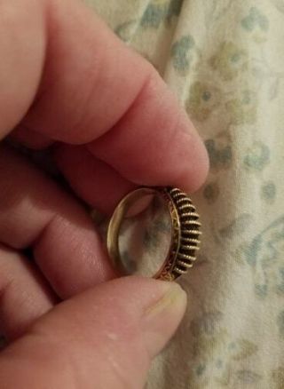 Victorian Era Real Yellow Gold Mourning Ring Hair Sz 6 1/2 Stunning Ring 5