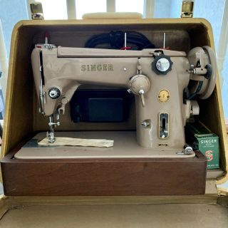 Singer 306 Sewing Machine Including Attatchments,  Case,  And Buttonholer Vintage