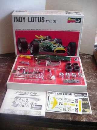 1966 Vintage 1/24 Monogram Indy Lotus Type 38 Racing Car With X - 110 Motor