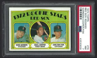 1972 Topps Red Sox Rookies Carlton Fisk Hof,  Cooper,  Garman 79 Psa 7 Nm Vintage
