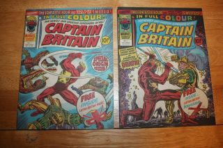 Captain Britain 1 & 2 Marvel Uk 1976 1st App/origin Captain Britain Rare