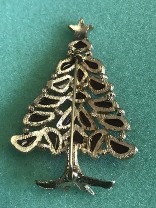 Rare Vintage Crown Trifari Red Christmas Tree Brooch Pin 2