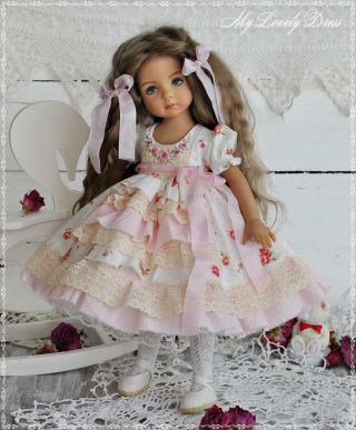 Outfit For Little Darling Doll Dianna Effner White Dress,  Shabby Dress For Doll