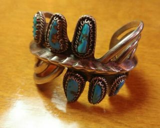 Vintage Navajo R Platero Sterling Silver Turquoise Bracelet Signed