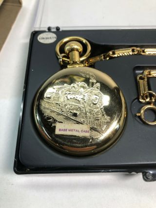 VINTAGE WALT DISNEY WORLD MICKEY MOUSE RAILROAD BRADLEY POCKET WATCH ON CHAIN 4