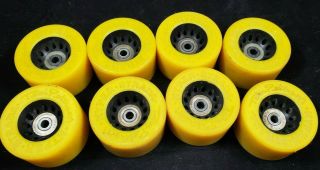 Set Of 8 Vintage Yellow Tom Peterson Hyper Strada Roller Skate Wheels Rare