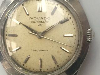 MOVADO 431 VINTAGE 28 JEWEL AUTOMATIC - STAINLESS STEEL - IN F.  W.  O - ACCURATE 3