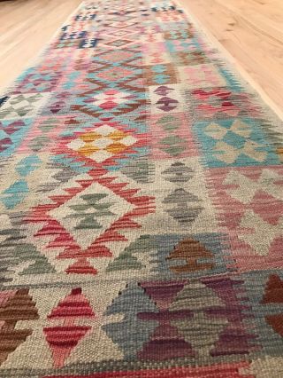 Vintage Tribal Veg dye Hand - Made Kilim Area Rug 2.  6x10.  8 RUNNER—WHOLESALE 55 3