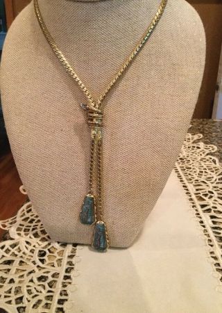 Vintage Whiting And Davis Gold Tone Snake Necklace And Earrings 3