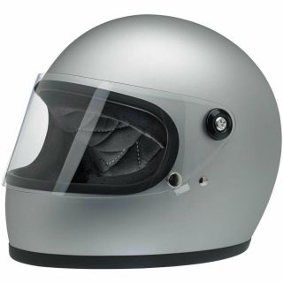 Biltwell Inc Gringo S Retro Full - Face Motorcycle Helmet (flat Silver) Xs