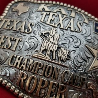 RODEO TROPHY BUCKLE VINTAGE 2012 KATY TEXAS CALF ROPING CHAMPION 857 2