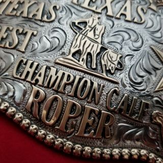 RODEO TROPHY BUCKLE VINTAGE 2012 KATY TEXAS CALF ROPING CHAMPION 857 4