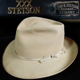 Vintage 7 - 1/2 1970s 3x Beaver Quality Stetson Open Road Thin Ribbon Fedora Hat