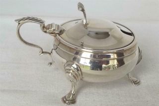 A Stunning Large Solid Sterling Silver Mustard Pot With Liner Birmingham 1960.