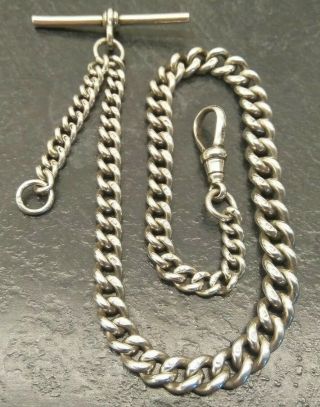 Old Vintage All Silver Graduated Albert Pocket Watch Chain 1927 - 28 B&s.