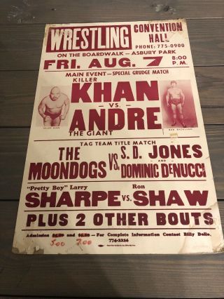 Vintage Wwf Killer Khan Vs Andre The Giant Misprint Poster Wwe Wcw 2617