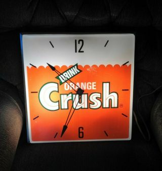Vintage Orange Crush Soda Pop Lighted Pam Wall Clock