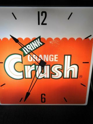 Vintage ORANGE Crush Soda Pop Lighted Pam Wall Clock 2