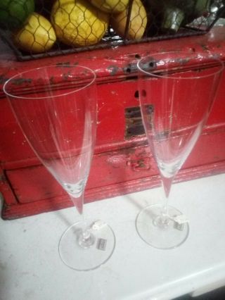 VTG Baccarat Crystal DOM PERIGNON Champagne Flute 1960 -) Qty 2 Glasses 2