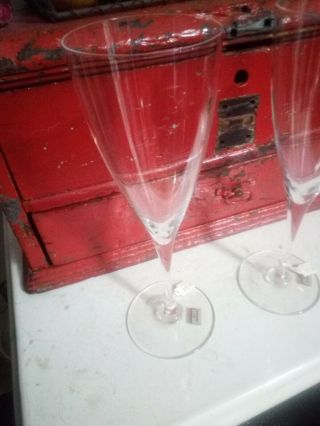 VTG Baccarat Crystal DOM PERIGNON Champagne Flute 1960 -) Qty 2 Glasses 5