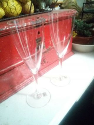 VTG Baccarat Crystal DOM PERIGNON Champagne Flute 1960 -) Qty 2 Glasses 6