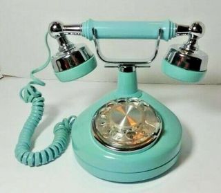 Vintage Western Electric 681137 Rotary French Telephone Aqua Turquoise